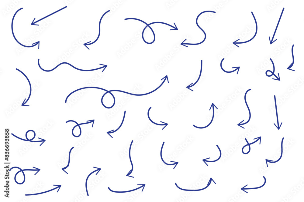 Hand drawn arrows set. Vector doodle icon. Hand drawn arrows set. Vector doodle icon.