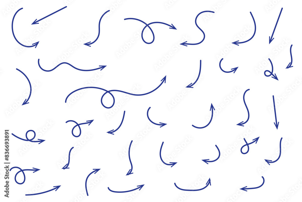 Hand drawn arrows set. Vector doodle icon. Hand drawn arrows set. Vector doodle icon.