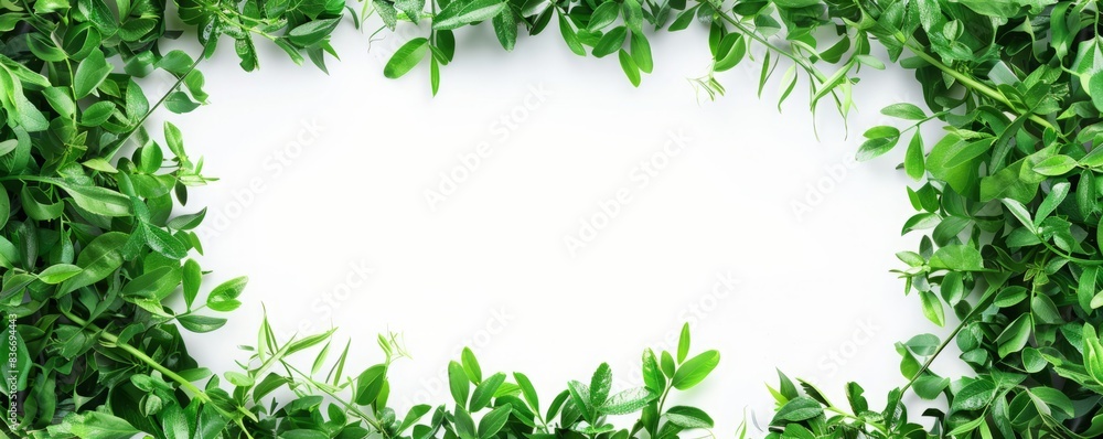 Fototapeta premium grass frame on white background.