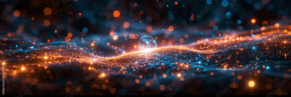 Fototapeta premium Digital background for tech, AI, neural networks, data, audio, graphics