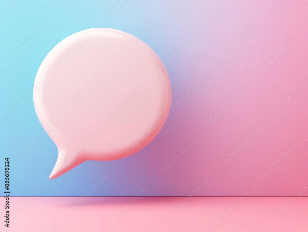 Speech bubble close-up on pink and blue background Speech bubble close-up on pink and blue background