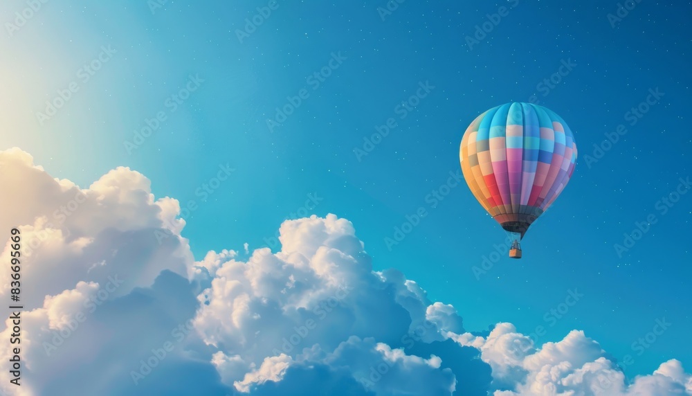 Fototapeta premium Floating Through the Sky: A Stunning Hot Air Balloon Adventure - AR 7:4