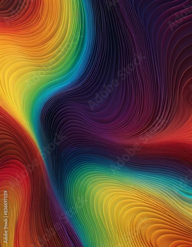 A vibrant abstract gradient featuring wavy patterns in a spectrum of colors, creating a dynamic and visually striking image that evokes a sense of motion and depth.. AI Generation