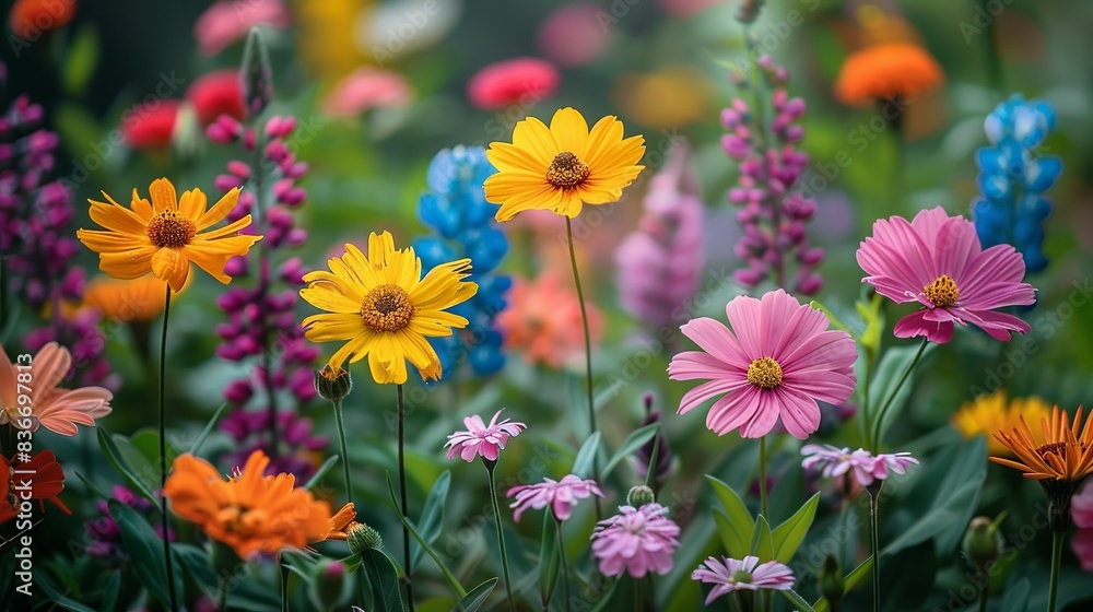 Fresh and lively spring flower background with a mix of blooming flowers in bright, cheerful colors, capturing the essence of the season's renewal and growth. Minimal and Simple, Fresh and lively spring flower background with a mix of blooming flowers in bright, cheerful colors, capturing the essence of the season's renewal and growth. Minimal and Simple,