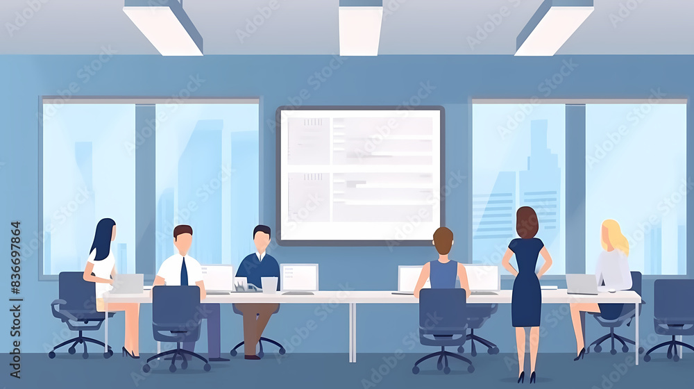 Training of employees in the office. Paper cut style. Training of employees in the office. Paper cut style.