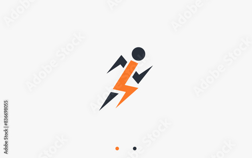 run with power logo design vector silhouette illustration