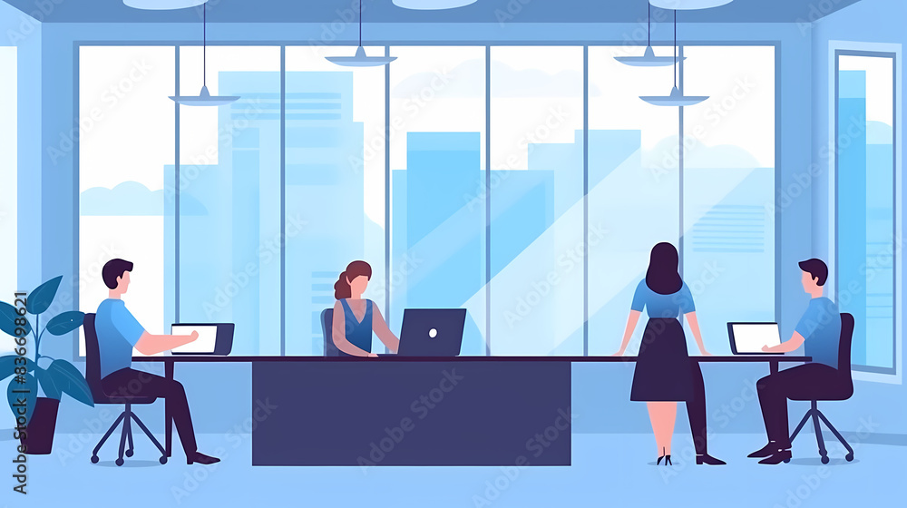 Training of employees in the office. Paper cut style. Training of employees in the office. Paper cut style.