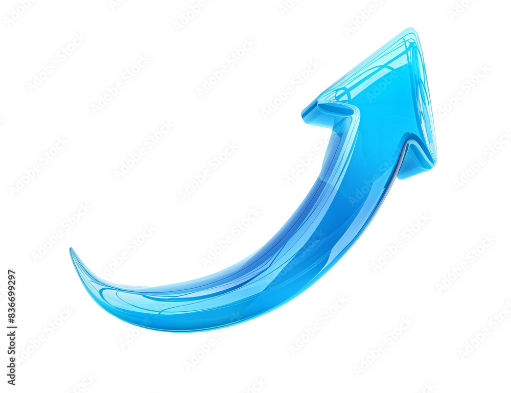Blue curved arrow pointing right isolated on transparent background ...