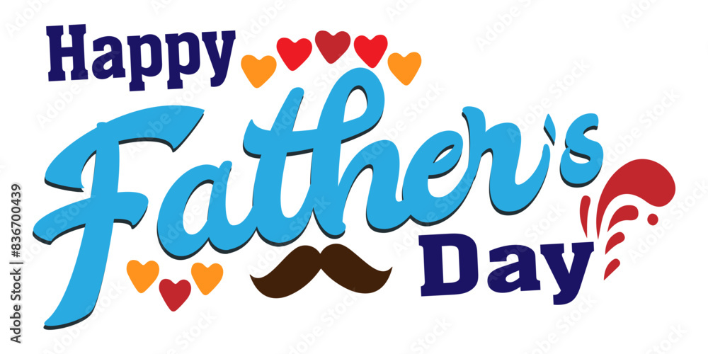 Happy Fathers Day bow, tie, hat , Sunglasses and mustache ,typography banner. Cute typography design template for poster, banner, gift card, t shirt print, label, badge. super dad, best dad, eps 10