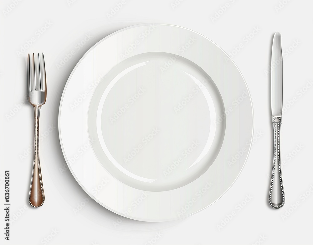 Dining Essentials on a White Plate Generative AI Dining Essentials on a White Plate Generative AI