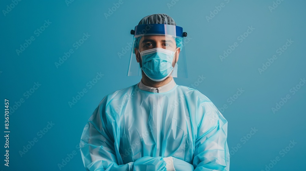 Medical Professional in Blue Background Generative AI Medical Professional in Blue Background Generative AI