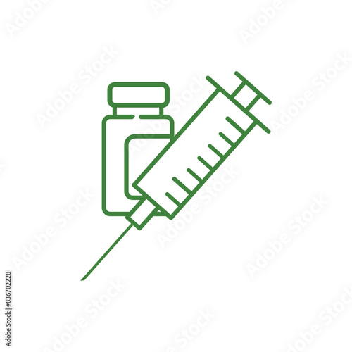 Injection and medicine illustrations design in line style. symbol of injection in the field of medicine. injection icon for illustration design and also as a source of basic graphic elements
