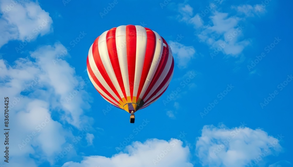Fototapeta premium Colorful Hot Air Balloon Soaring over Budapest's Blue Sky - Stunning Image Captured on February 10,