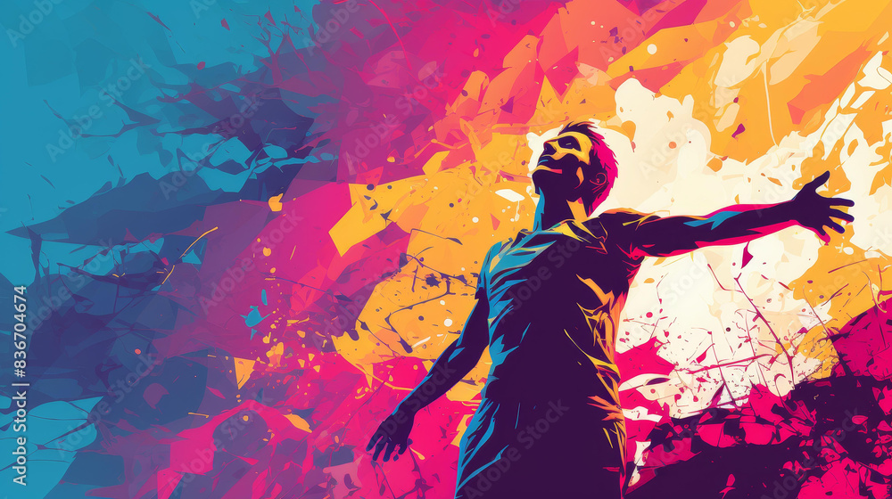 Bold human silhouette in vibrant colors and expressive lines, showcasing emotive design in high resolution. Bold human silhouette in vibrant colors and expressive lines, showcasing emotive design in high resolution.