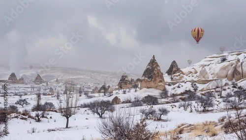 Winter Wonderland: Captivating Colors and Majestic Mountain Landscapes with Hot Air Balloons in Capp photo