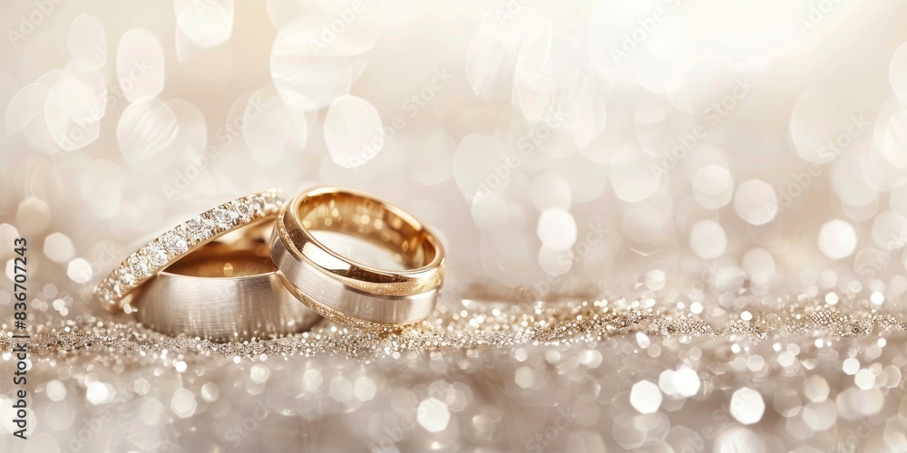 a image of two wedding rings on a sparkling background a image of two wedding rings on a sparkling background