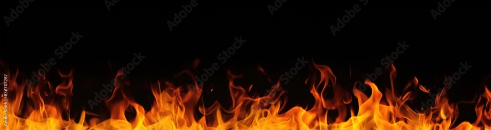 The burning flames are isolated on a black background
The burning flames are isolated on a black background