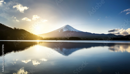富士山　日本　日本晴れ　縁起　頂点　ai生成画像	
 photo