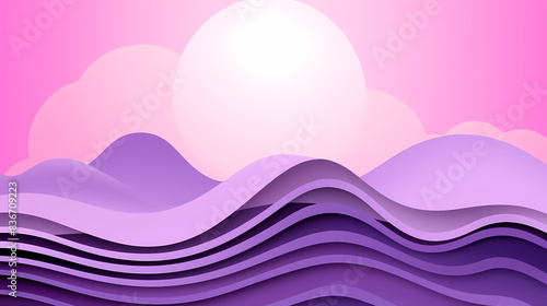 Background with light purple gradient color paper cut vector image