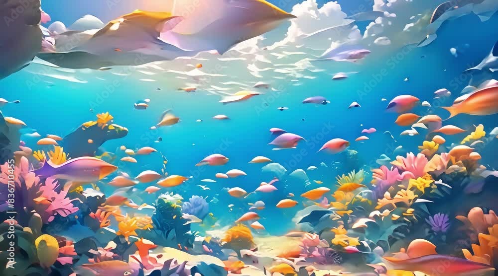 Coral Reef Underwater Landscape Animation. Colorful Coral Reefs ...