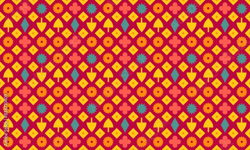 Paper Cutout Design Geometric Shapes Seamless Pattern for Wallpaper Background