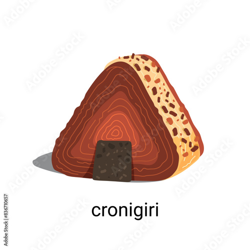 Cronigiri or onigiri croissant. Vector illustration