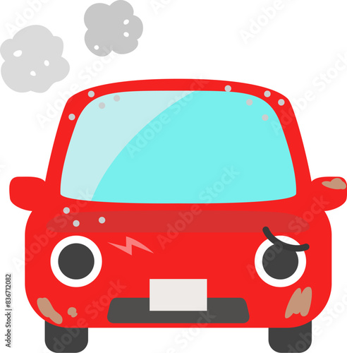 汚れた赤い自動車のキャラクター