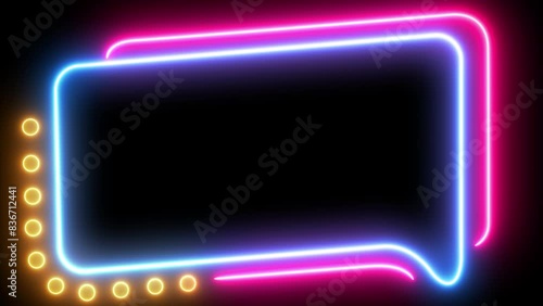 Colorful neon presentation frame, technology frame