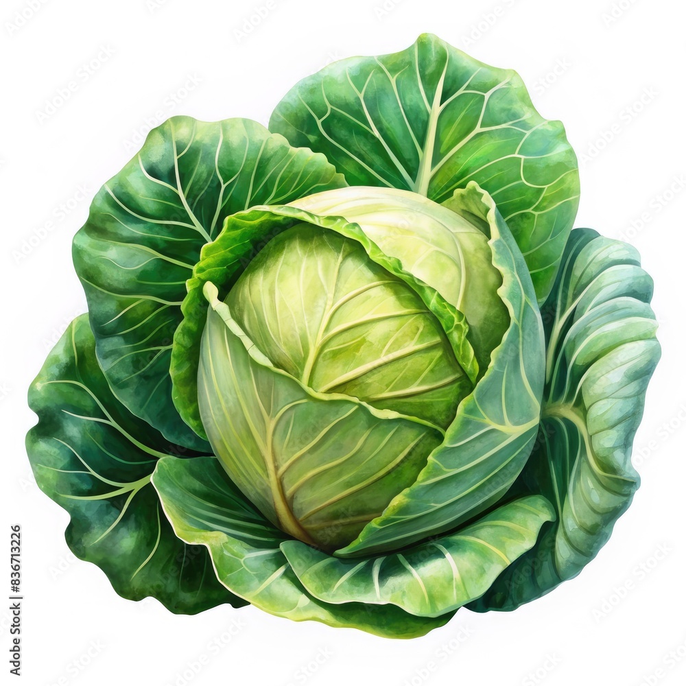 Fototapeta premium Green cabbage illustration isolated on white background