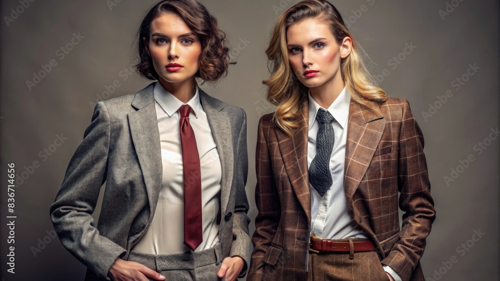 Two Women Dressed In Suits. Generative AI Two Women Dressed In Suits. Generative AI