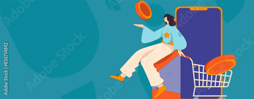 Online shopping payment security character flat vector concept operation hand drawn illustration
