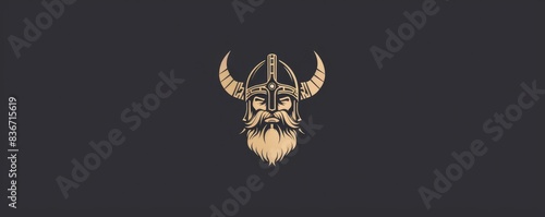 drawing of a Viking helmet icon on a distressed background.