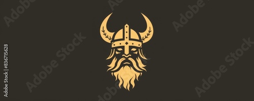 drawing of a Viking helmet icon on a distressed background.