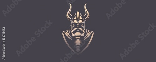 drawing of a Viking helmet icon on a distressed background.