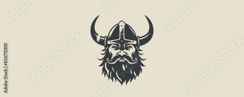 drawing of a Viking helmet icon on a distressed background.
