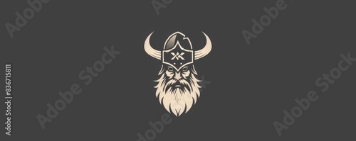 drawing of a Viking helmet icon on a distressed background.