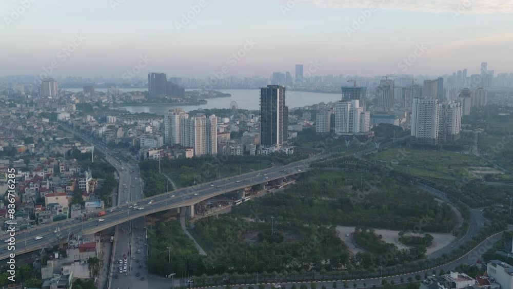 Aerial view of residential neighborhood roofs. Urban housing development from above. Top view. Real estate in Hanoi City, Vietnam. Property real estate. Aerial view of residential neighborhood roofs. Urban housing development from above. Top view. Real estate in Hanoi City, Vietnam. Property real estate.