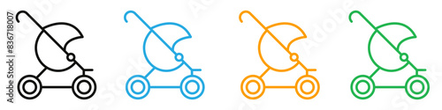 Jogging stroller icon mark in filled style