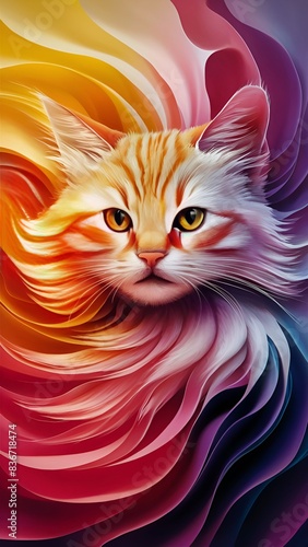 The essence of a feline - A captivating conceptual artwork - A bright and colorful in soft gradient hued feline, conceptual art, vibrant © hassan
