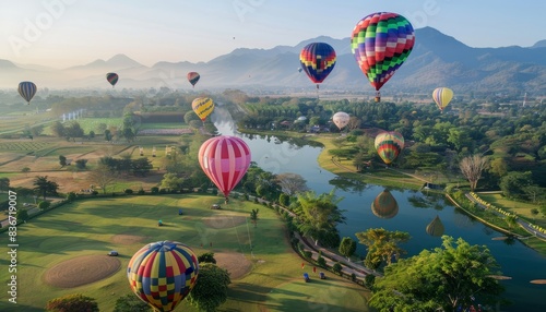 Captivating Splendor: Hot Air Balloons Soar at Chiang Rai International Balloon Fiesta 2019 photo