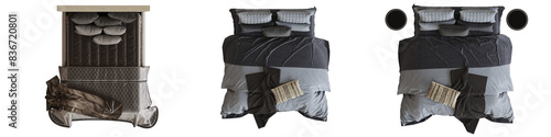 Fotografía double bed isolated on a transparent background, furniture for the bedroom inter