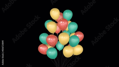 Colorful balloons bunch animation 3D