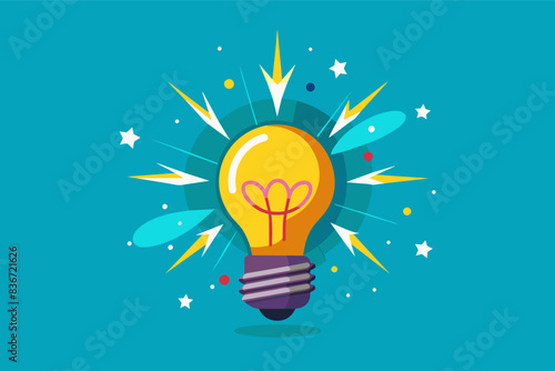 a light bulb with stars coming out of it, A light bulb with an idea spark coming out, signifying creativity and innovation