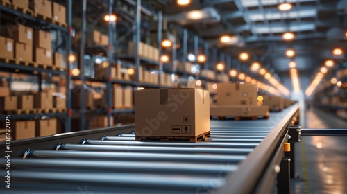 Multiple boxes on warehouse conveyor