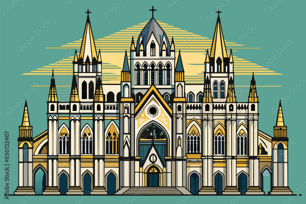 a black and white drawing of a church, A detailed line art illustration of a majestic Gothic cathedral a black and white drawing of a church, A detailed line art illustration of a majestic Gothic cathedral