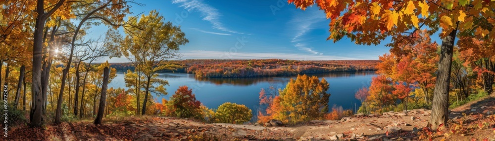 Stunning Autumn Lake with Colorful Trees