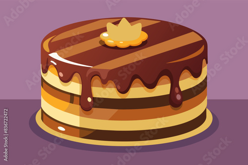 a chocolate cake with nuts on top, A delicious cake with layers of frosting and dripping chocolate ganache