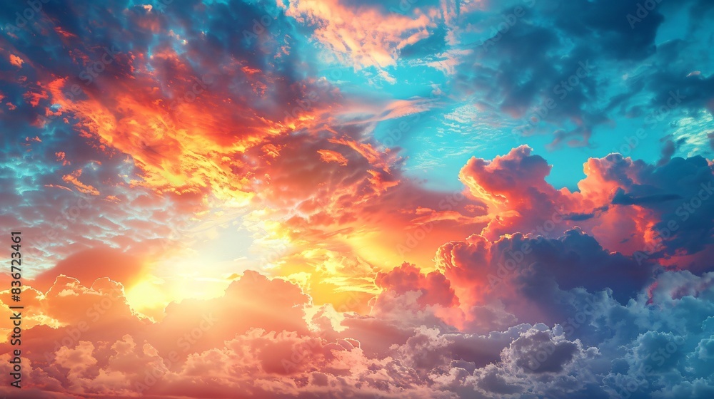 Fototapeta premium Close sunset clouds sky