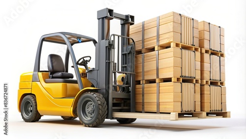 Forklift with load isolated on background
