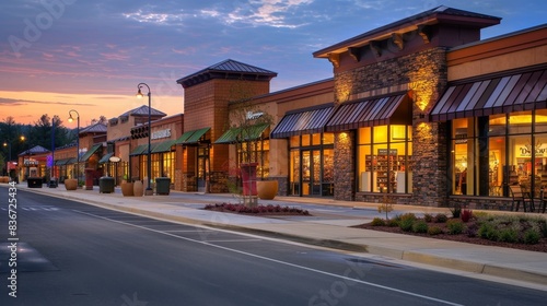  A Bustling Suburban Shopping Center at Retail Stores  photo